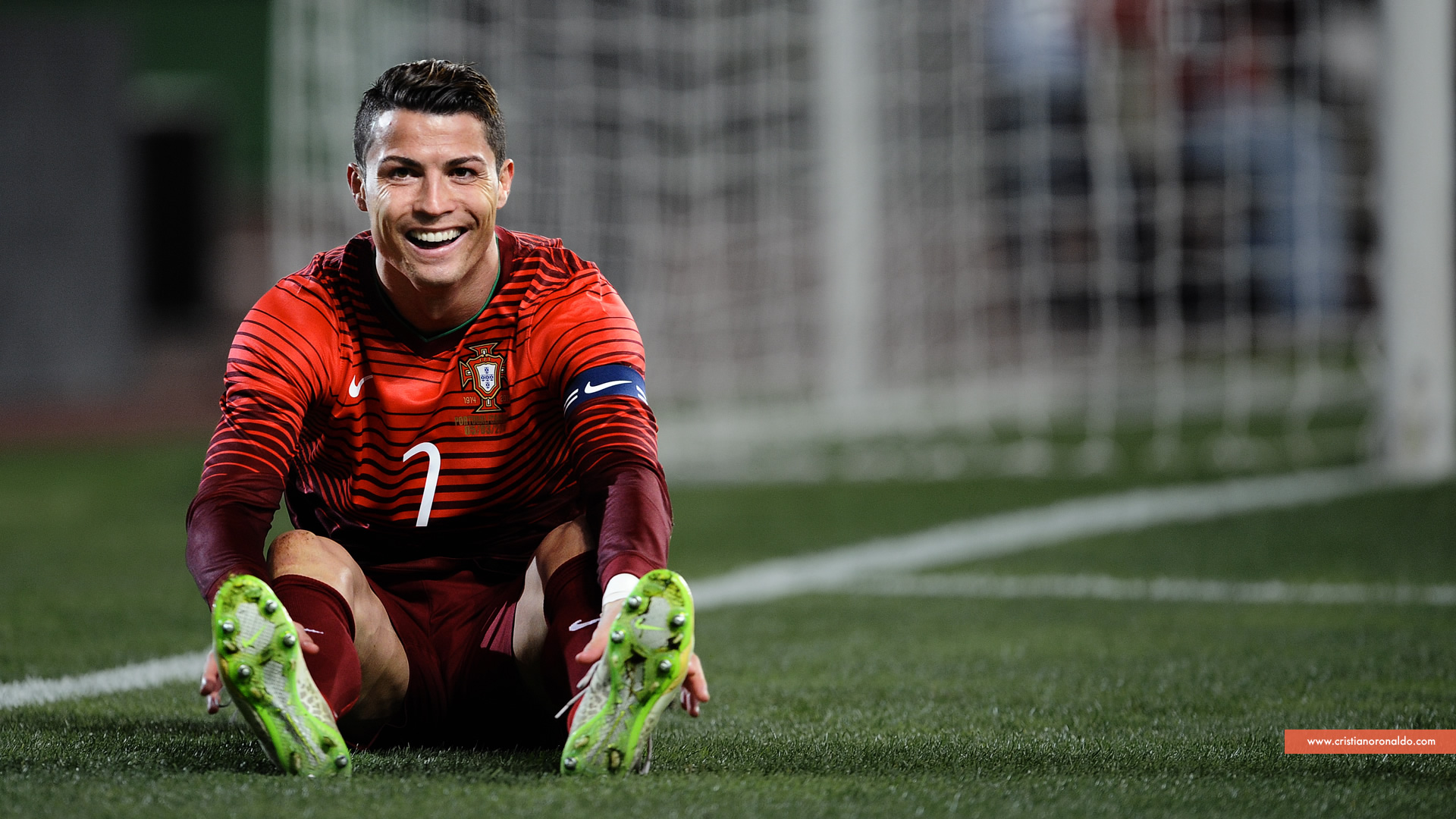 Cristiano Ronaldo smiling in Portugal jersey wallpaper - Cristiano