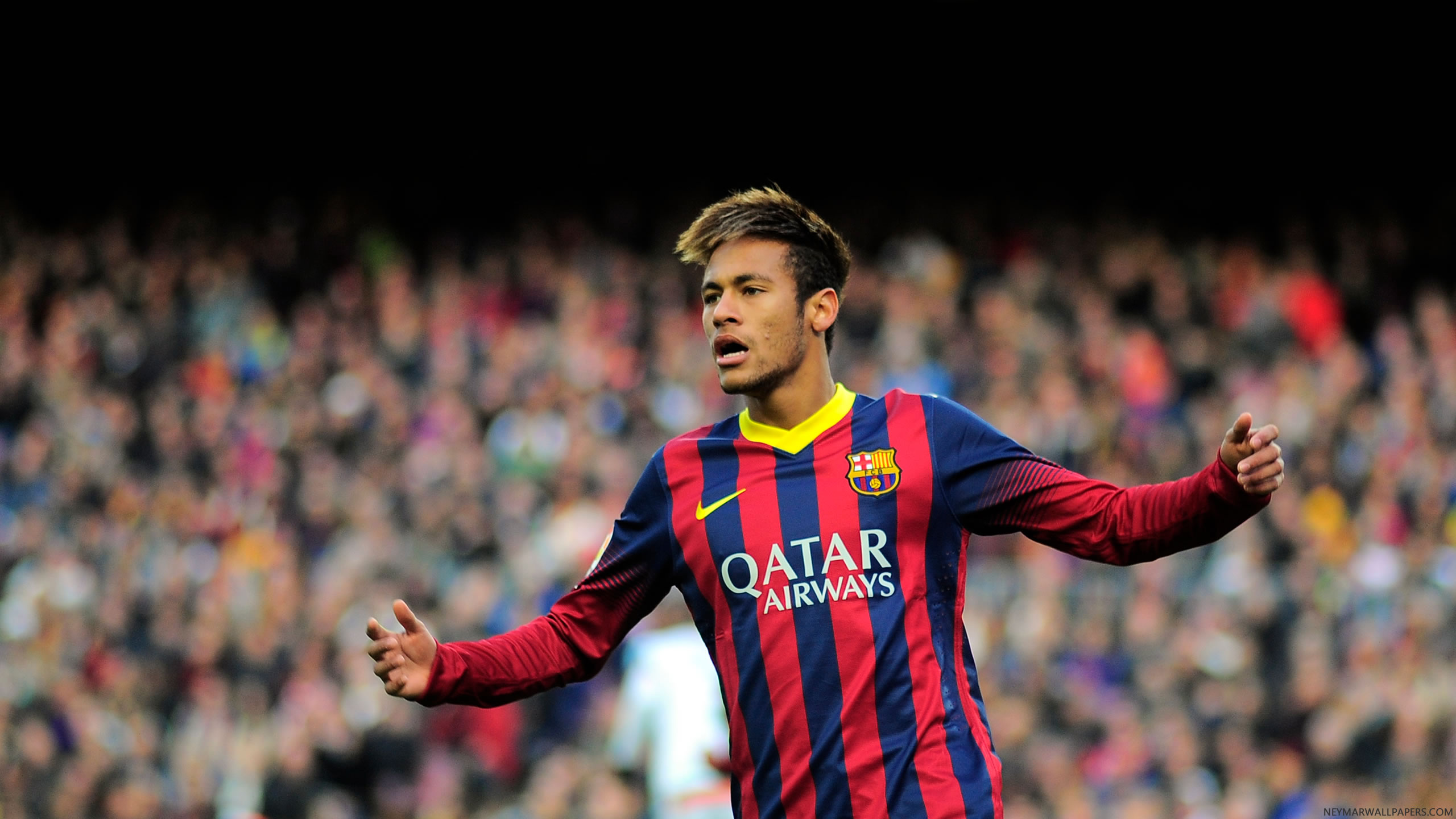Neymar Barcelona arms wide