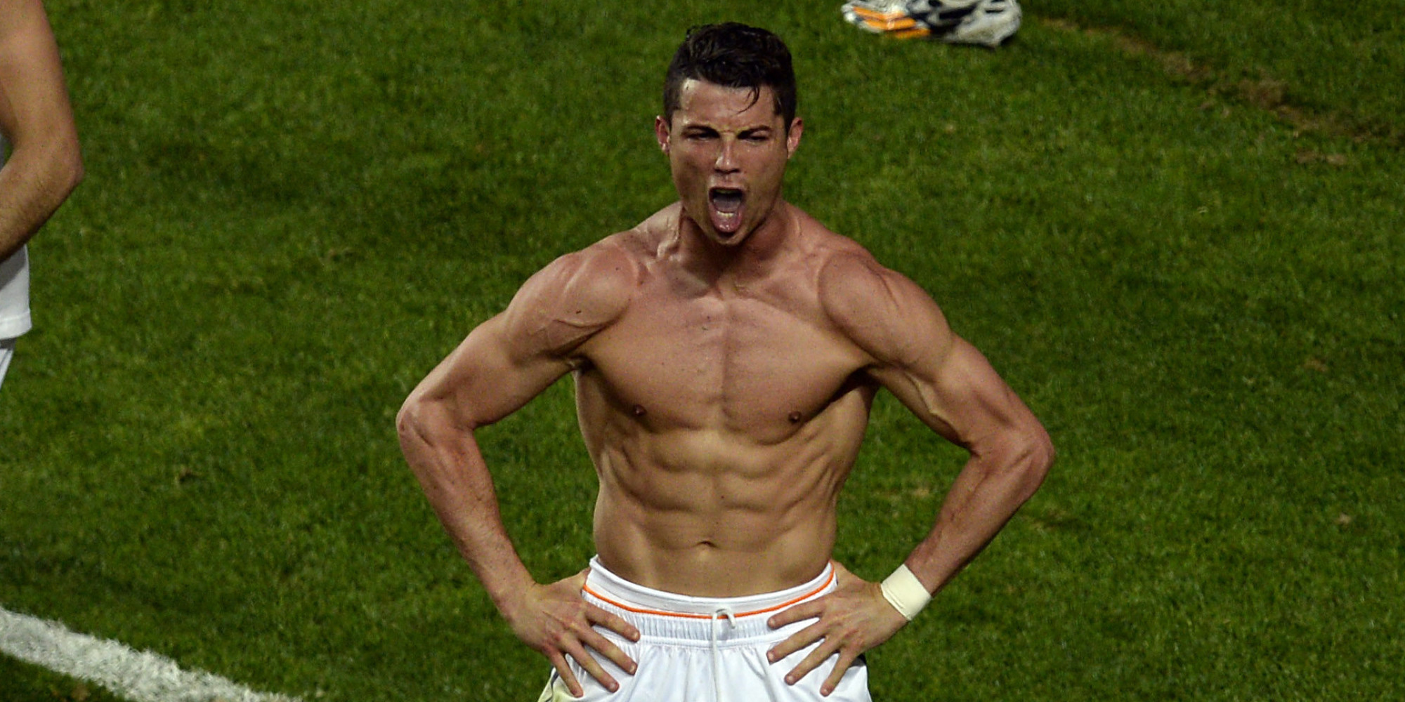 Cristiano Ronaldo shirtless screaming