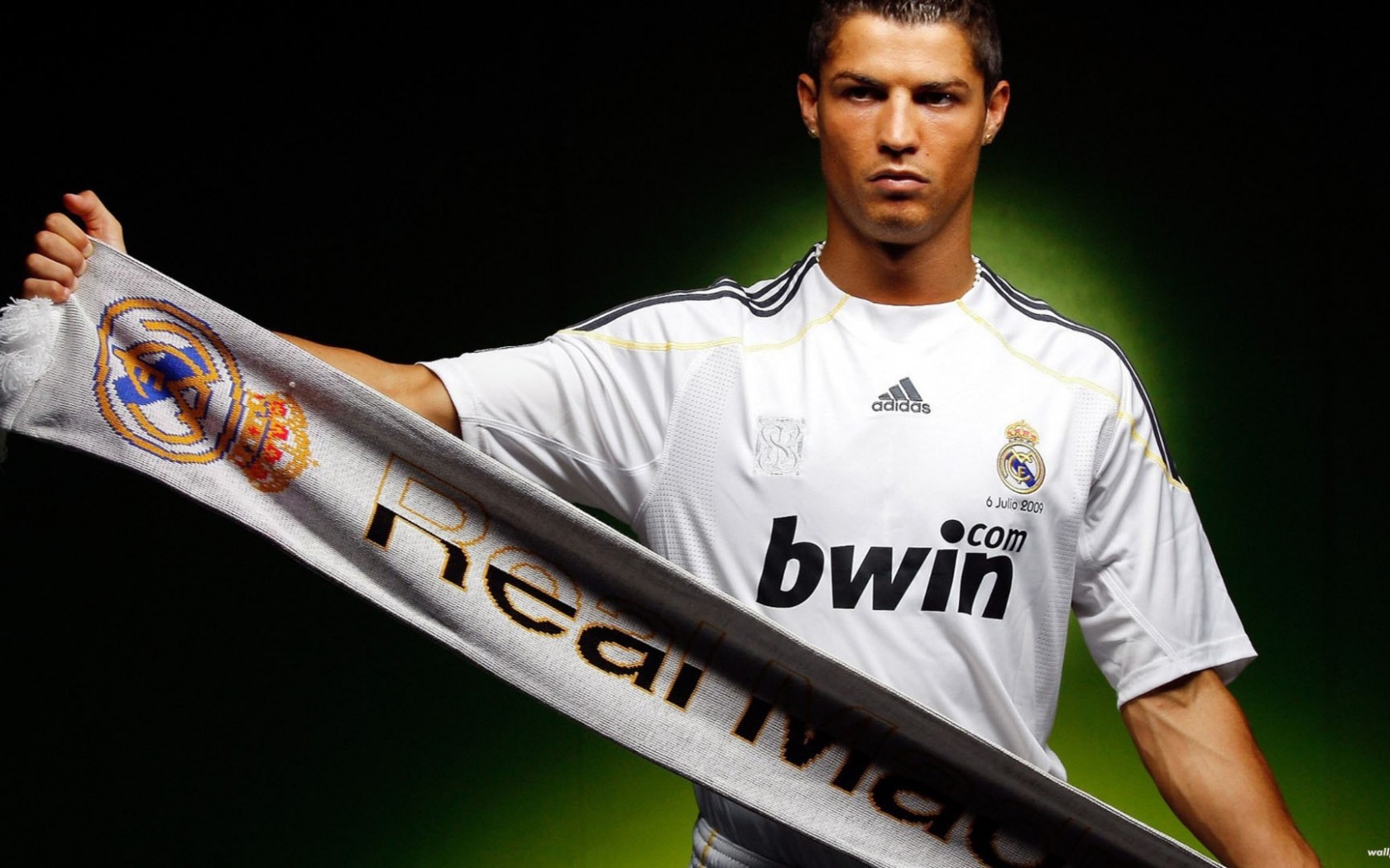 Cristiano Ronaldo with Real Madrid scarf wallpaper